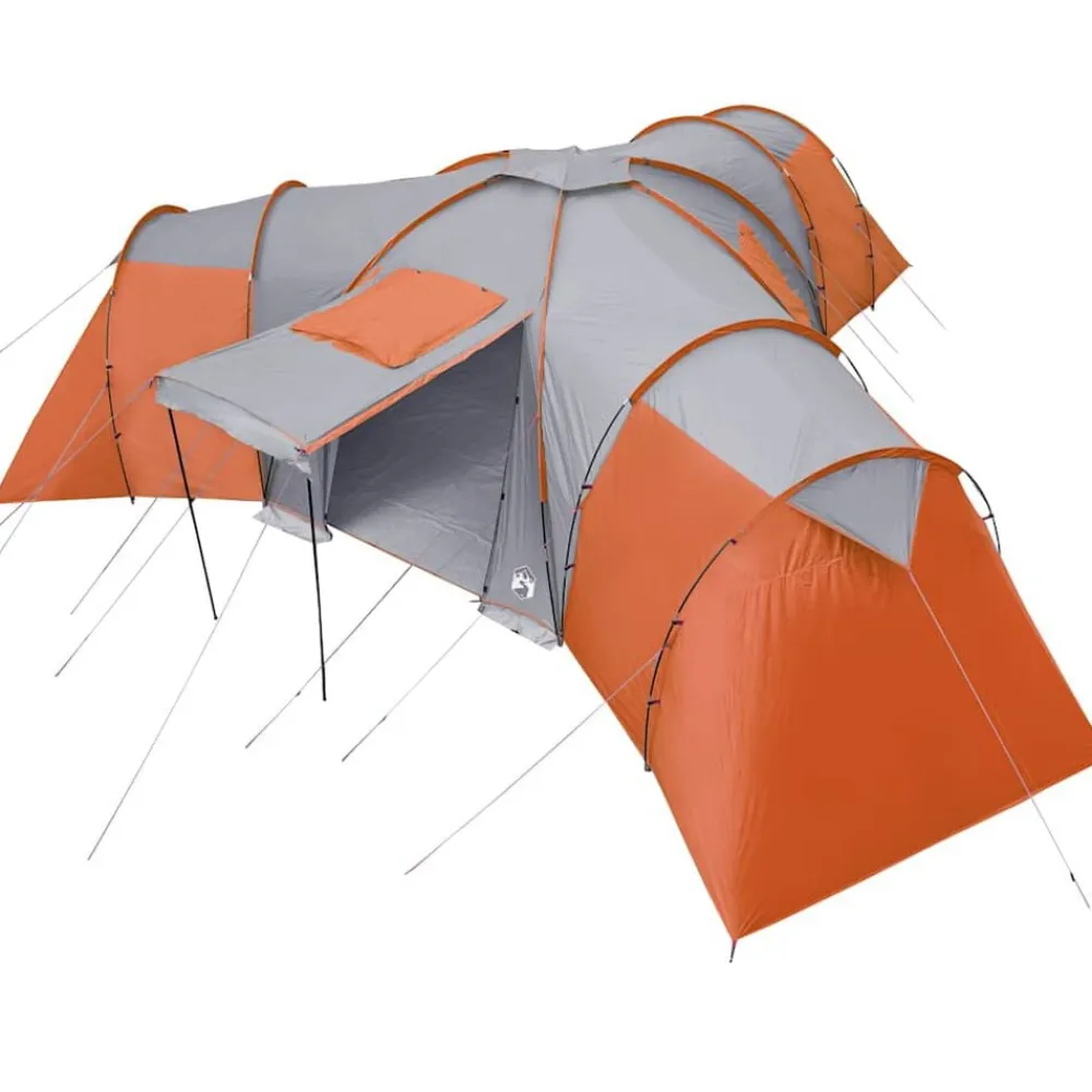 vidaXL Tienda de campaña familiar iglú 12 personas impermeable naranja Gris y naranja Clearance