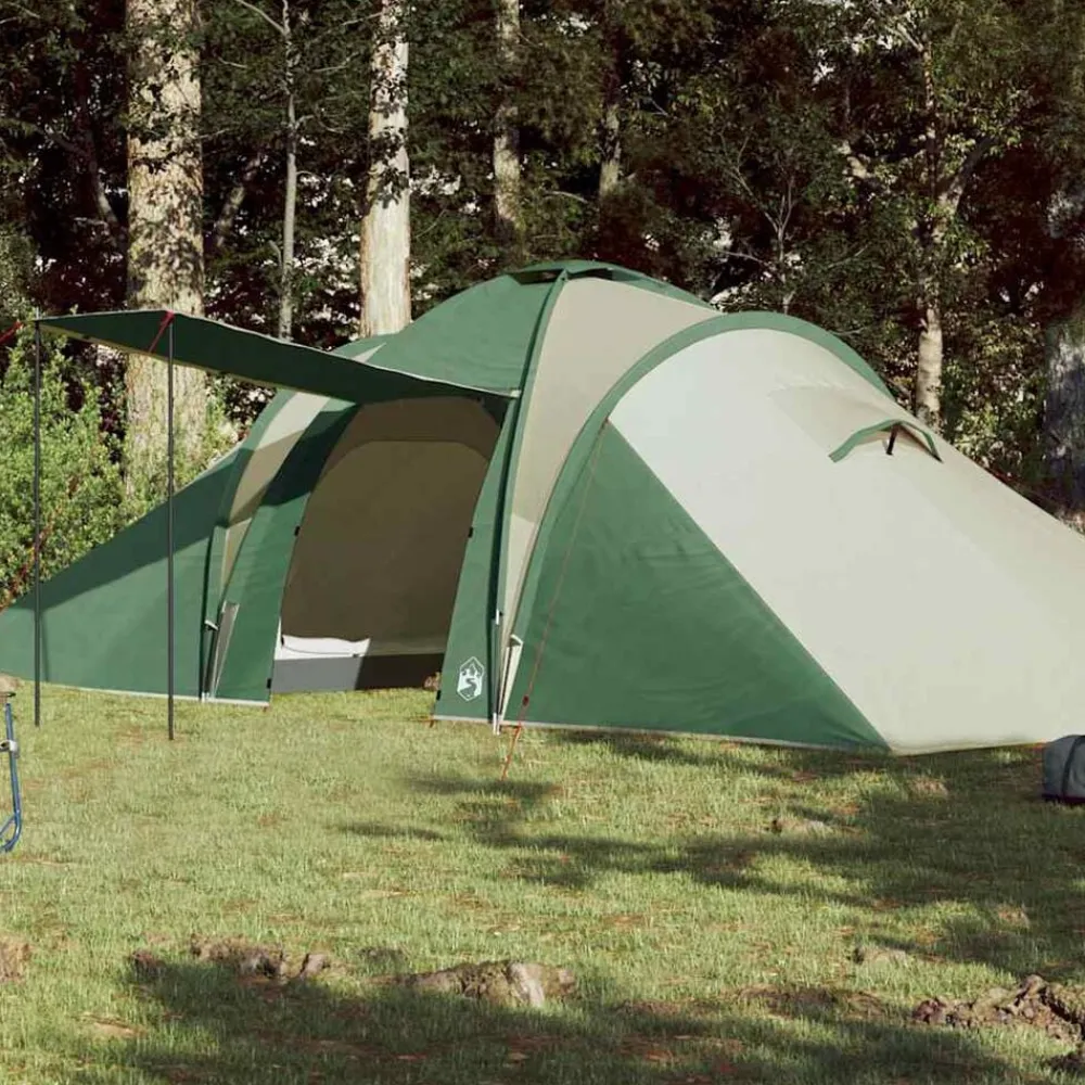 vidaXL Tienda de campaña familiar iglú 6 personas impermeable Verde New