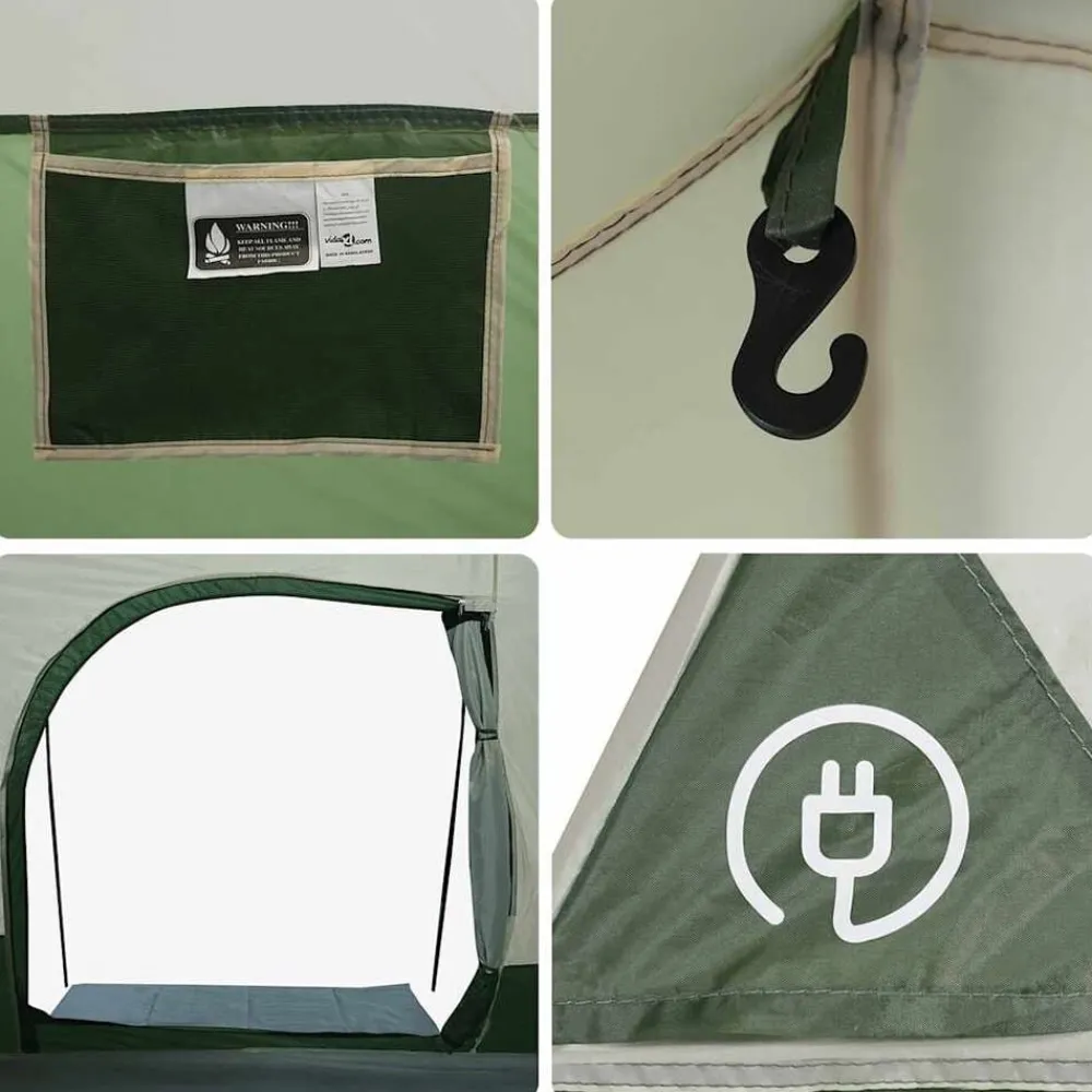 vidaXL Tienda de campaña familiar túnel 8 personas impermeable Verde Discount
