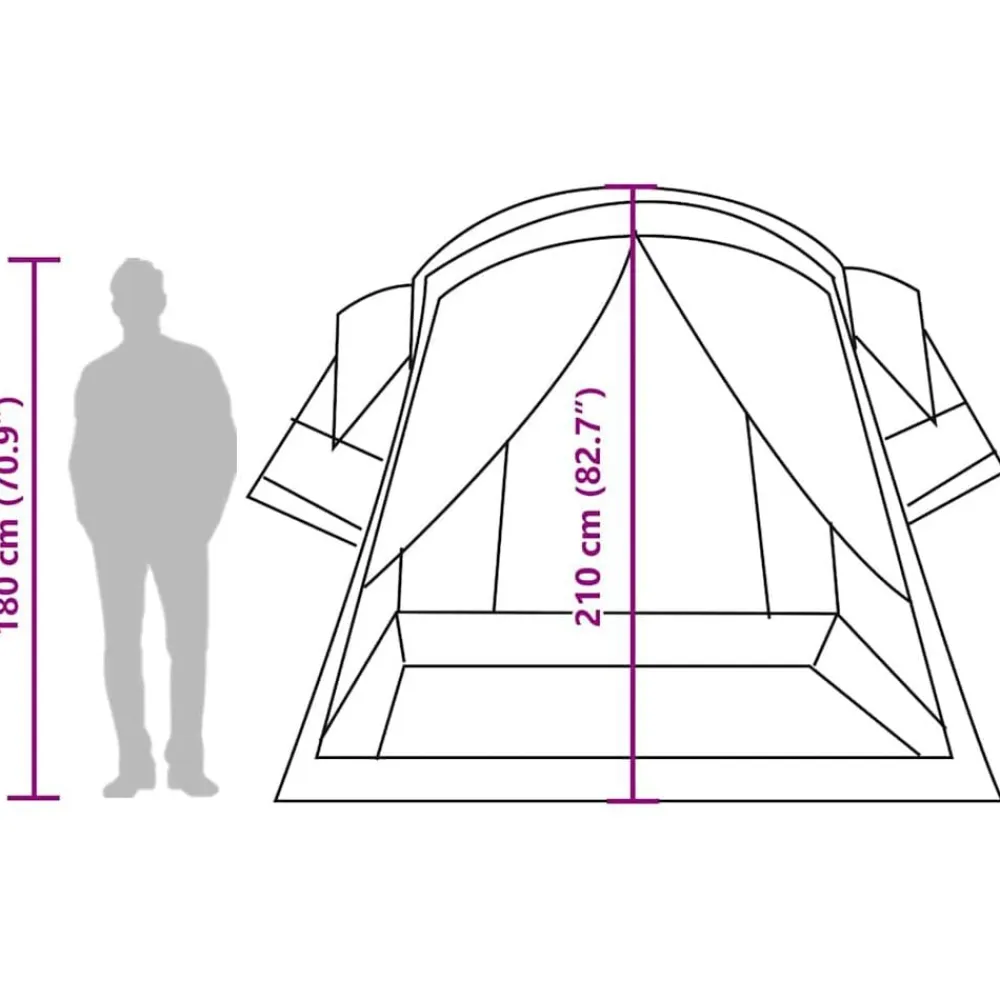 vidaXL Tienda de campaña familiar túnel 8 personas impermeable Verde Discount
