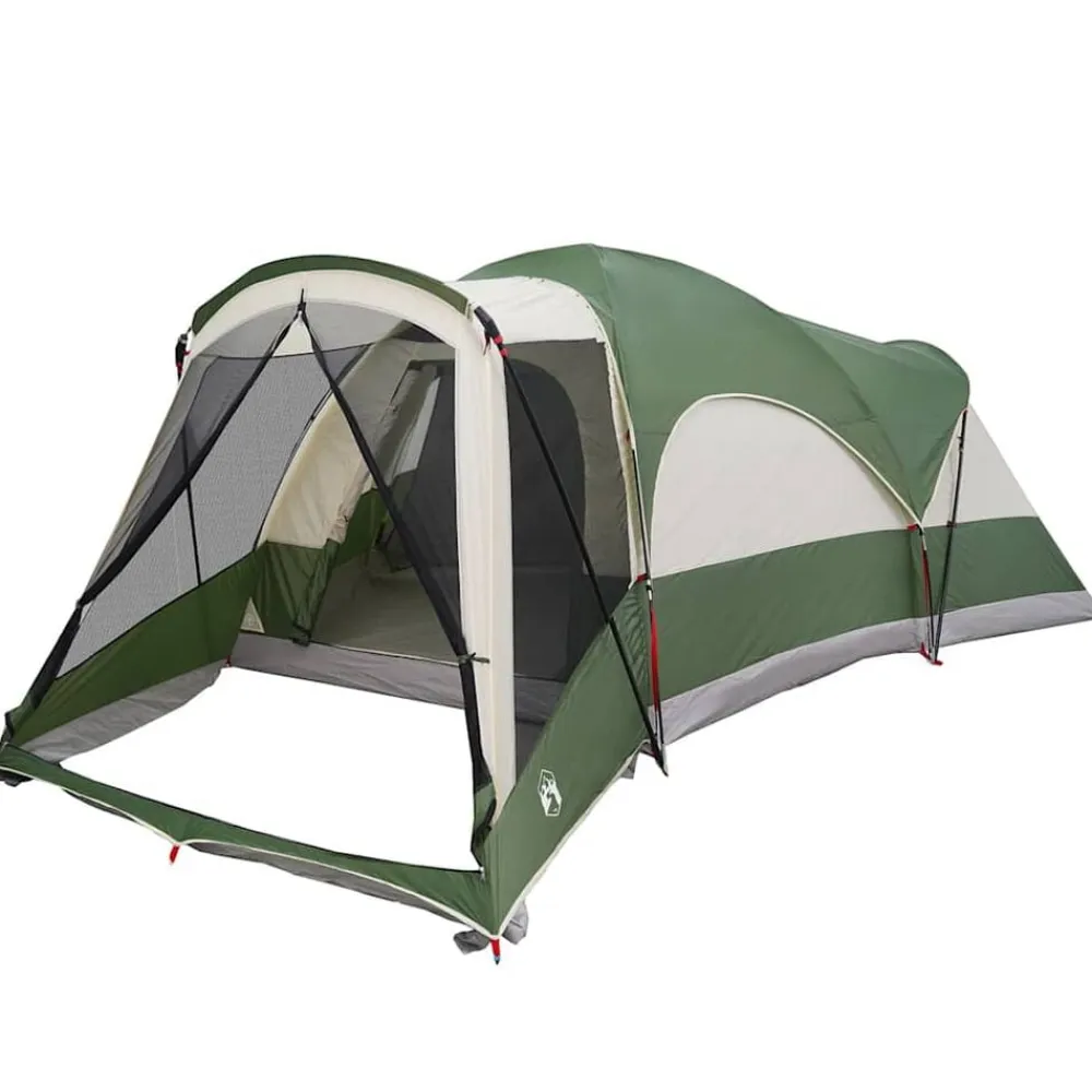 vidaXL Tienda de campaña familiar túnel 8 personas impermeable Verde Discount