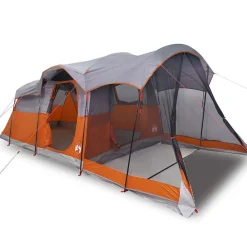 vidaXL Tienda de campaña familiar túnel 8 personas impermeable naranja Gris Online