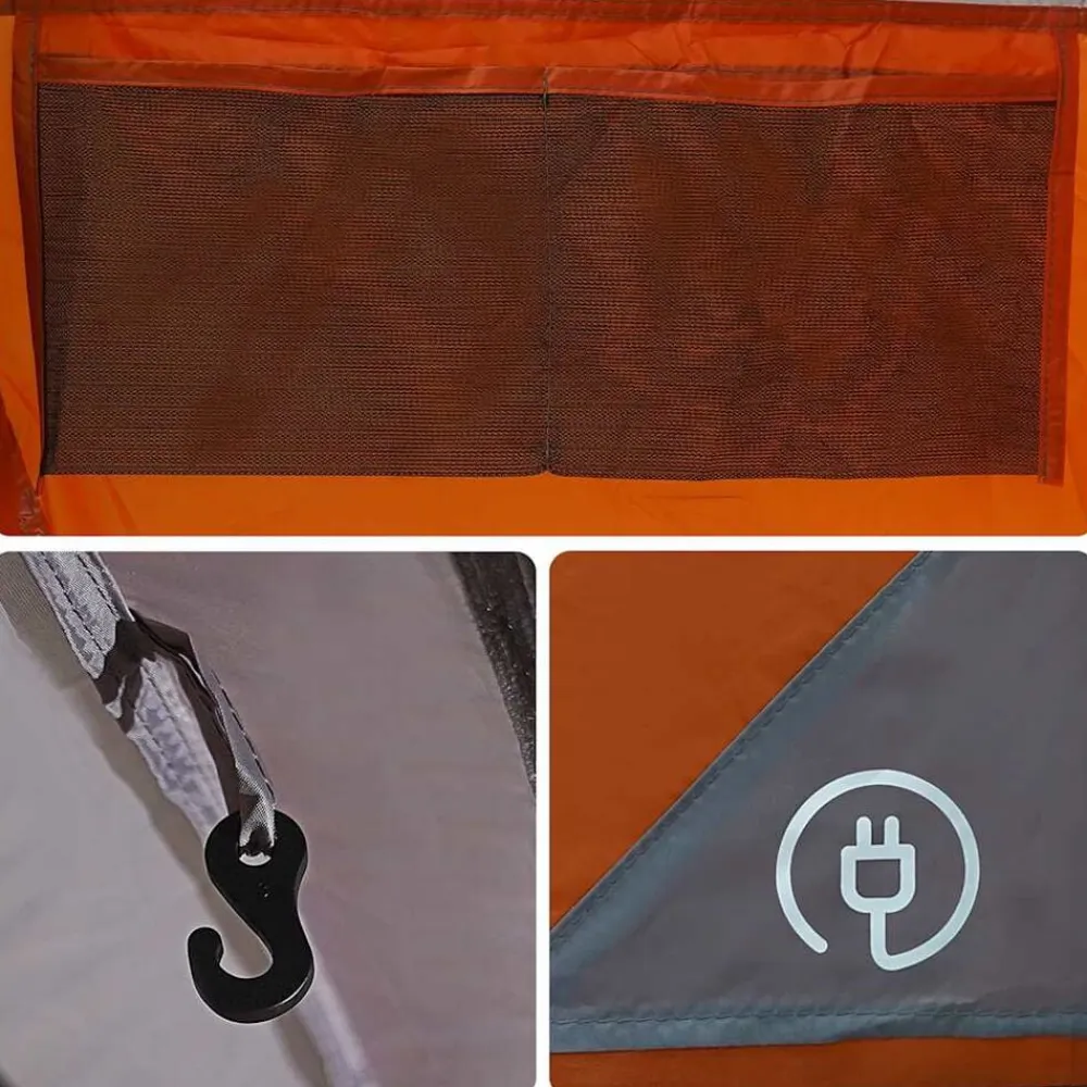 vidaXL Tienda de campaña familiar túnel 8 personas impermeable naranja Gris Online