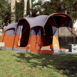 vidaXL Tienda de campaña familiar túnel 8 personas impermeable naranja Gris Online