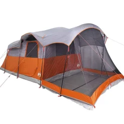 vidaXL Tienda de campaña familiar túnel 8 personas impermeable naranja Gris Online