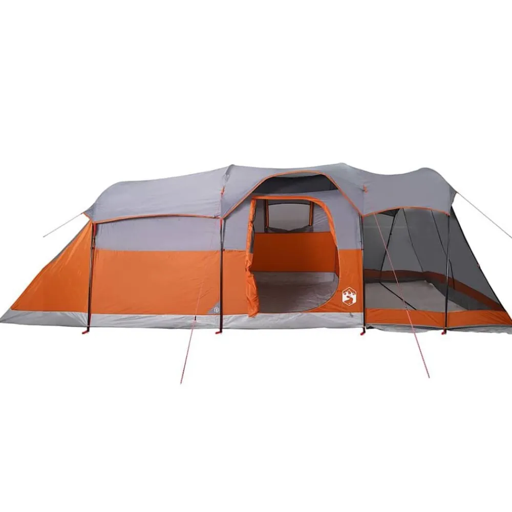 vidaXL Tienda de campaña familiar túnel 8 personas impermeable naranja Gris Online