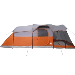 vidaXL Tienda de campaña familiar túnel 8 personas impermeable naranja Gris Online