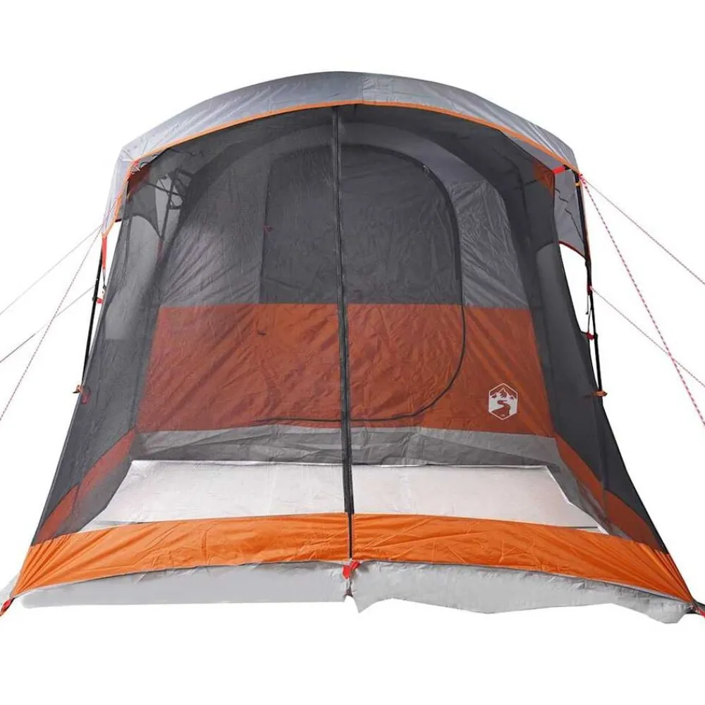 vidaXL Tienda de campaña familiar túnel 8 personas impermeable naranja Gris Online