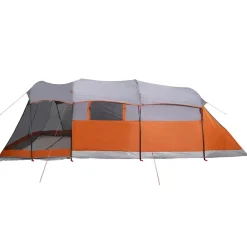 vidaXL Tienda de campaña familiar túnel 8 personas impermeable naranja Gris Online