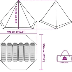 vidaXL Actividades Al Aire Libre-Tienda de campaña familiar tipi 6 personas impermeable