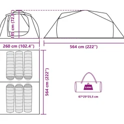 vidaXL Actividades Al Aire Libre-Tienda de campaña familiar túnel 6 personas impermeable