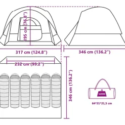 vidaXL Actividades Al Aire Libre-Tienda de campaña familiar para 6 personas impermeable