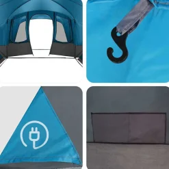 vidaXL Tienda de campaña familiar de 12 personas con techo y gris Azul Best