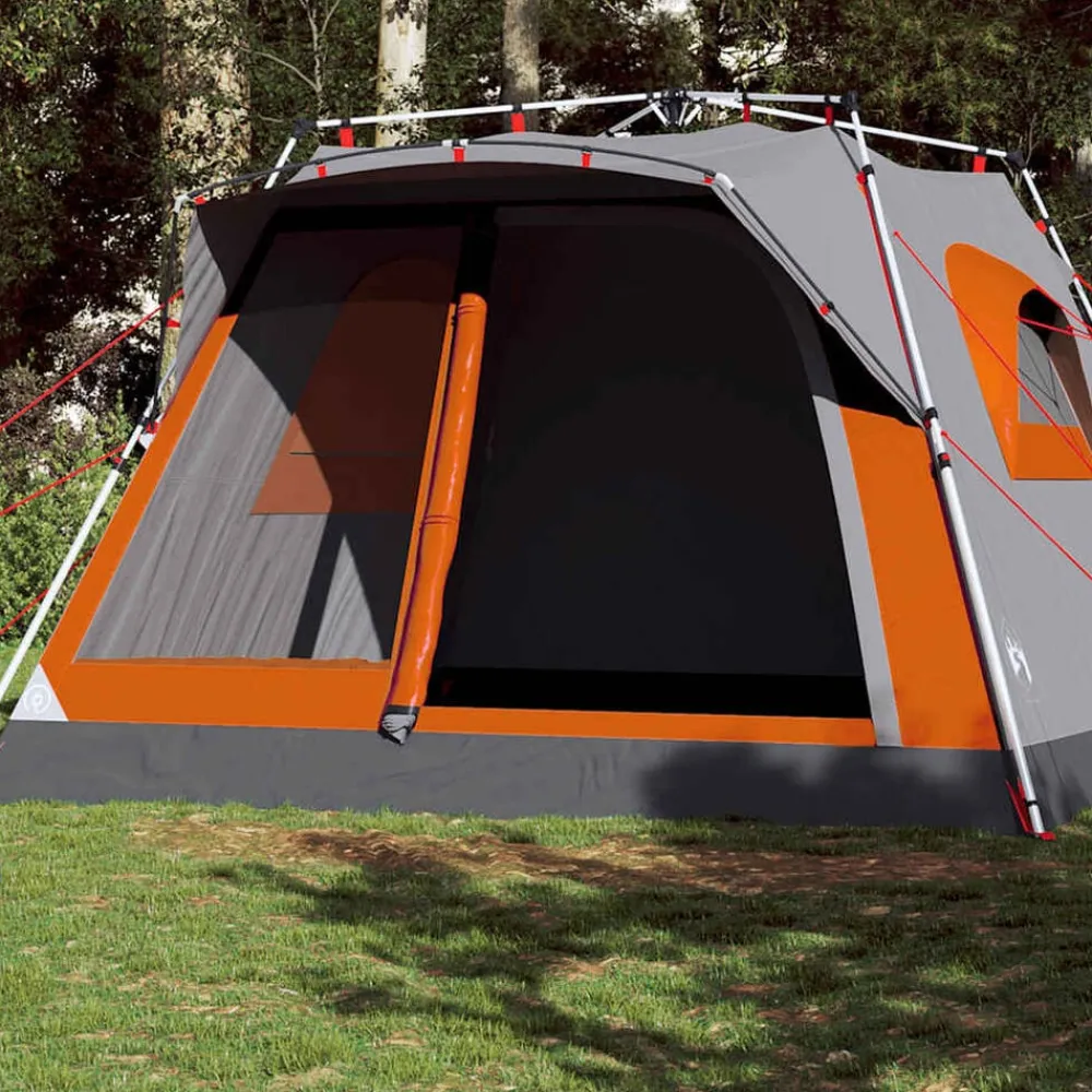 vidaXL Tienda de campaña familiar 7 personas apertura rápida gris Gris y naranja New