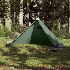 vidaXL Tienda de campaña familiar tipi 7 personas impermeable Verde Discount