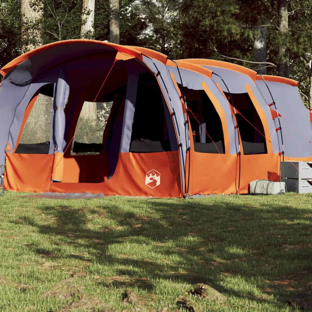 vidaXL Tienda de campaña familiar túnel 8 personas impermeable Gris Outlet