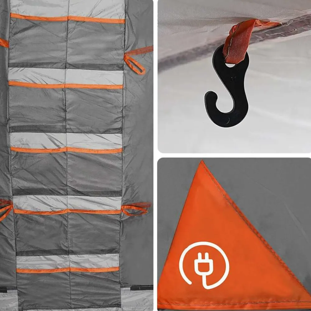 vidaXL Tienda de campaña familiar túnel 8 personas impermeable Gris Outlet