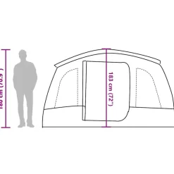 vidaXL Tienda de campaña familiar túnel 8 personas impermeable Gris Outlet