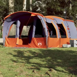 vidaXL Tienda de campaña familiar túnel 8 personas impermeable Gris Outlet