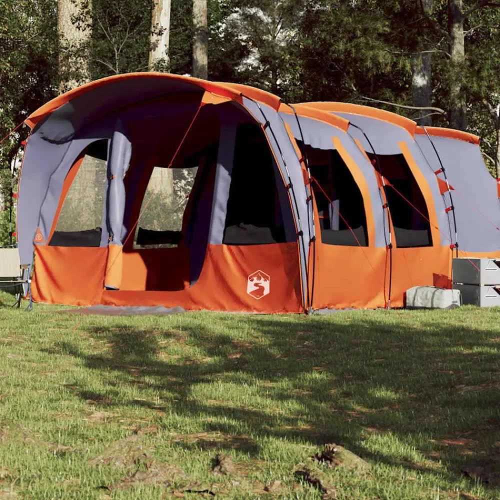 vidaXL Tienda de campaña familiar túnel 8 personas impermeable Gris Outlet
