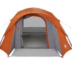 vidaXL Actividades Al Aire Libre-Tienda de campaña familiar 6 personas impermeable gris naranja