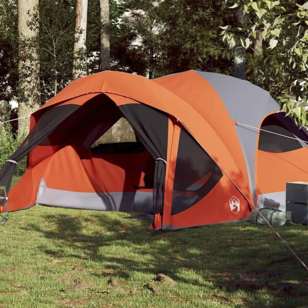 vidaXL Tienda de campaña familiar 6 personas impermeable gris naranja Gris y naranja Best