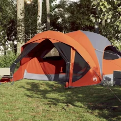vidaXL Tienda de campaña familiar 6 personas impermeable gris naranja Gris y naranja Best