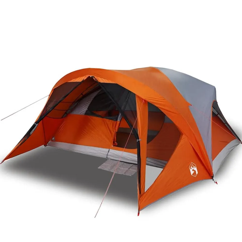 vidaXL Tienda de campaña familiar 6 personas impermeable gris naranja Gris y naranja Best
