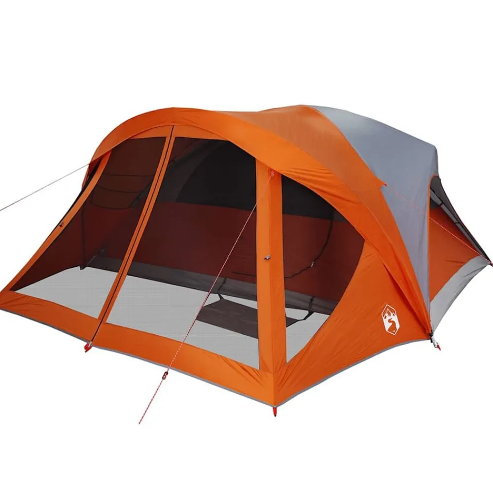 vidaXL Tienda de campaña familiar 6 personas impermeable gris naranja Gris y naranja Best