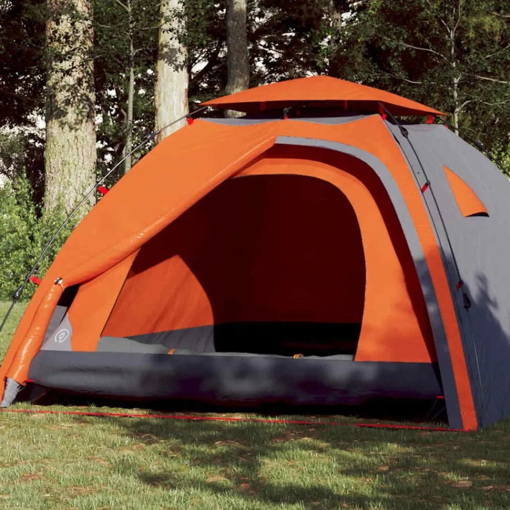 vidaXL Tienda de campaña iglú 4 personas apertura rápida gris/naranja Gris y naranja
