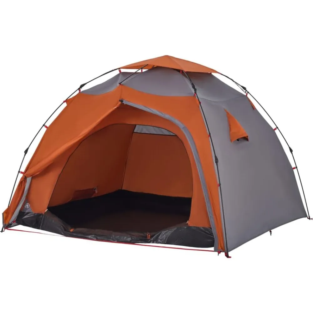 vidaXL Tienda de campaña iglú 4 personas apertura rápida gris/naranja Gris y naranja