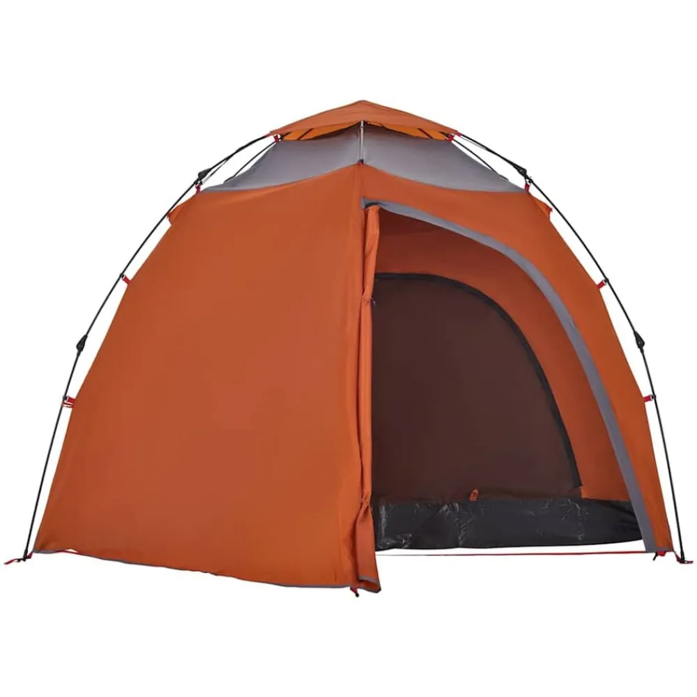 vidaXL Tienda de campaña iglú 4 personas apertura rápida gris/naranja Gris y naranja