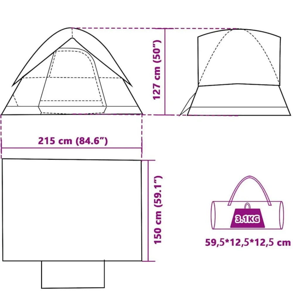 vidaXL Tienda de campaña iglú para 2 personas impermeable Verde Best