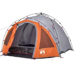 vidaXL Tienda de campaña iglú 3 personas apertura rápida gris/naranja Gris y naranja Outlet