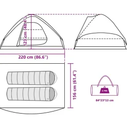 vidaXL Tienda de campaña iglú para 2 personas impermeable Verde oliva Discount