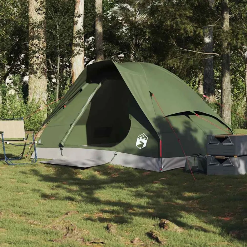 vidaXL Tienda de campaña iglú para 2 personas impermeable Verde oliva Discount