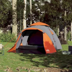 vidaXL Tienda de campaña iglú 3 personas apertura rápida gris/naranja Gris y naranja Discount