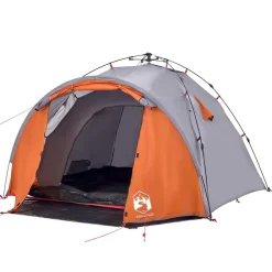 vidaXL Tienda de campaña iglú 3 personas apertura rápida gris/naranja Gris y naranja Discount