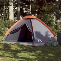 vidaXL Tienda de campaña iglú para 2 personas impermeable gris naranja Gris y naranja Best