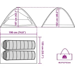 vidaXL Tienda de campaña iglú para 2 personas impermeable gris naranja Gris y naranja Best