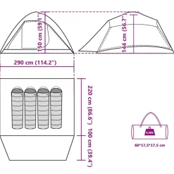 vidaXL Actividades Al Aire Libre-Tienda de campaña iglú para 4 personas impermeable