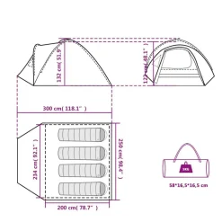 vidaXL Actividades Al Aire Libre-Tienda de campaña iglú para 4 personas impermeable