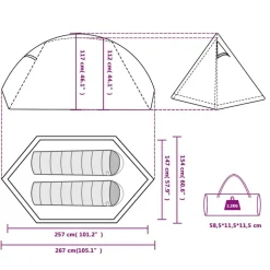 vidaXL Tienda de campaña iglú para 2 personas impermeable Azul New