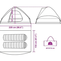 vidaXL Actividades Al Aire Libre-Tienda de campaña iglú para 2 personas impermeable marrón