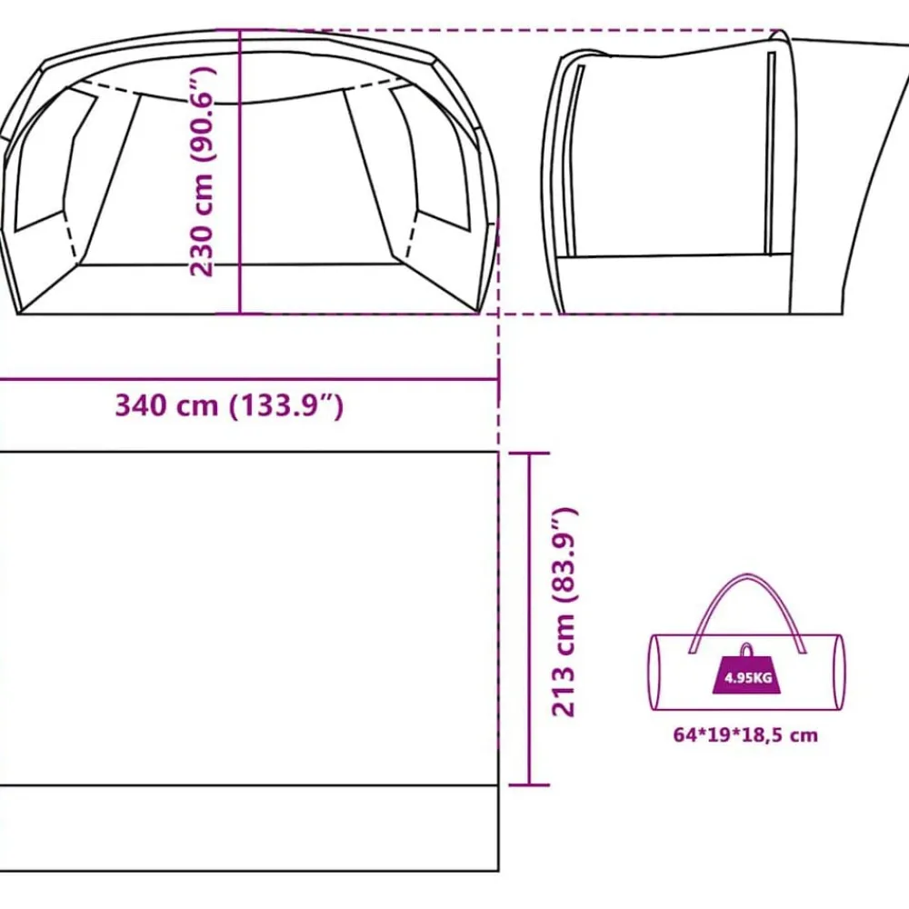 vidaXL Actividades Al Aire Libre-Tienda de campaña para coche impermeable