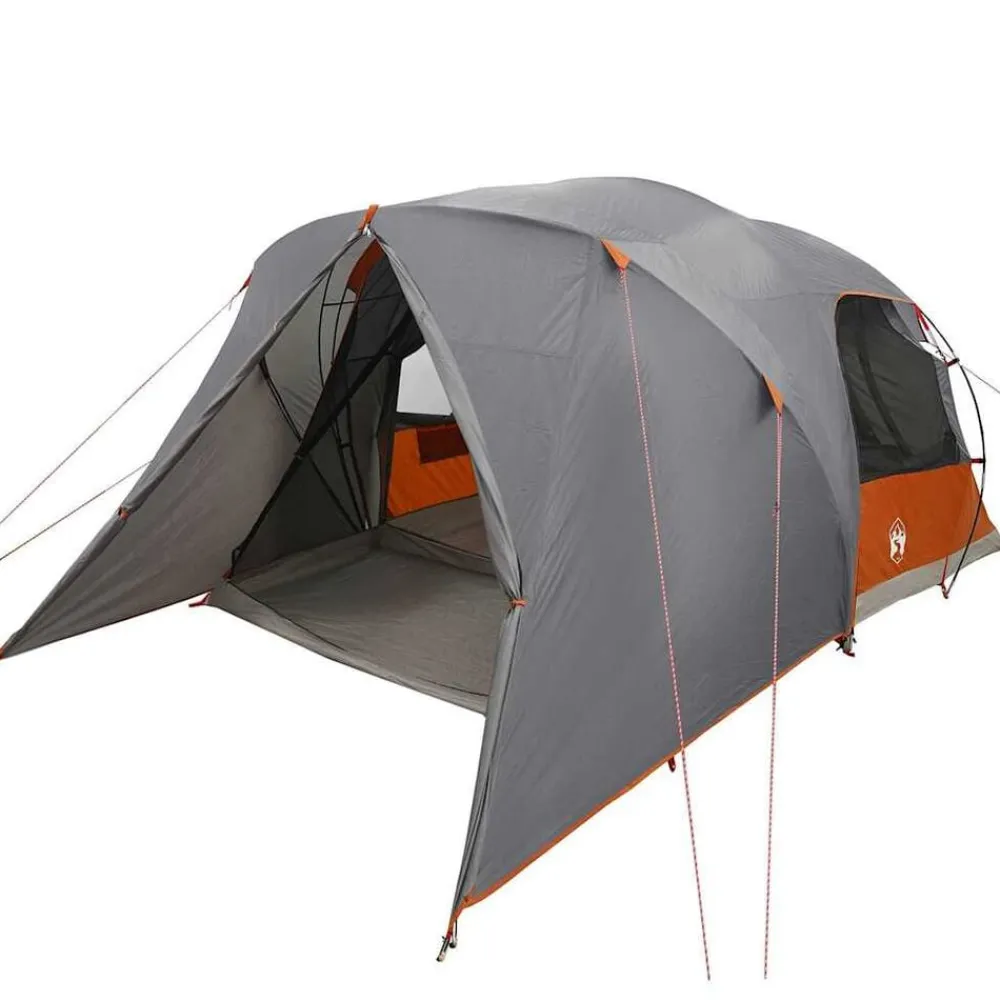 vidaXL Tienda de campaña para 4 personas con techo Gris y naranja Sale