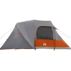vidaXL Tienda de campaña para 4 personas con techo Gris y naranja Sale