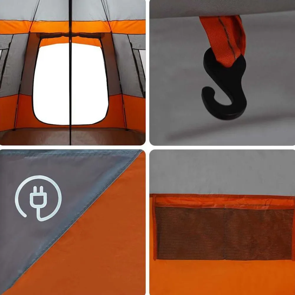 vidaXL Tienda de campaña para 12 personas con techo Gris y naranja Sale
