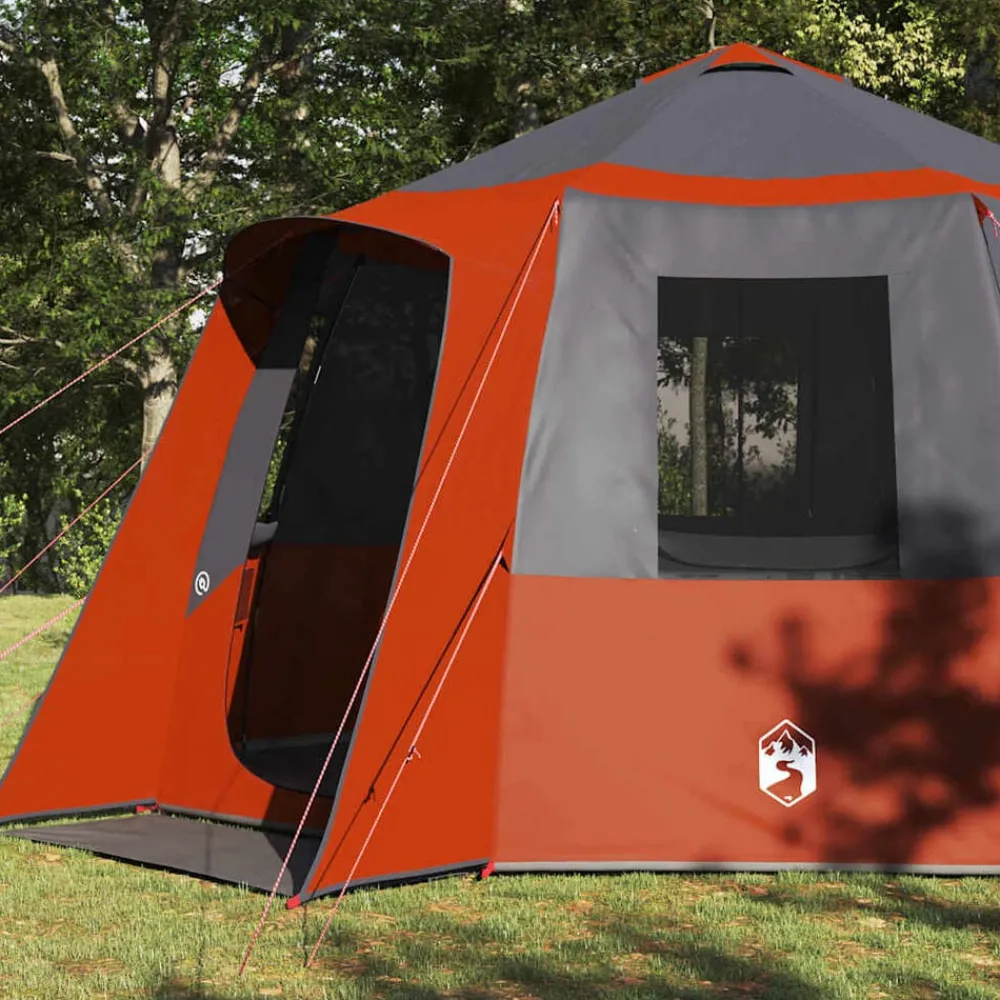 vidaXL Tienda de campaña para 12 personas con techo Gris y naranja Sale