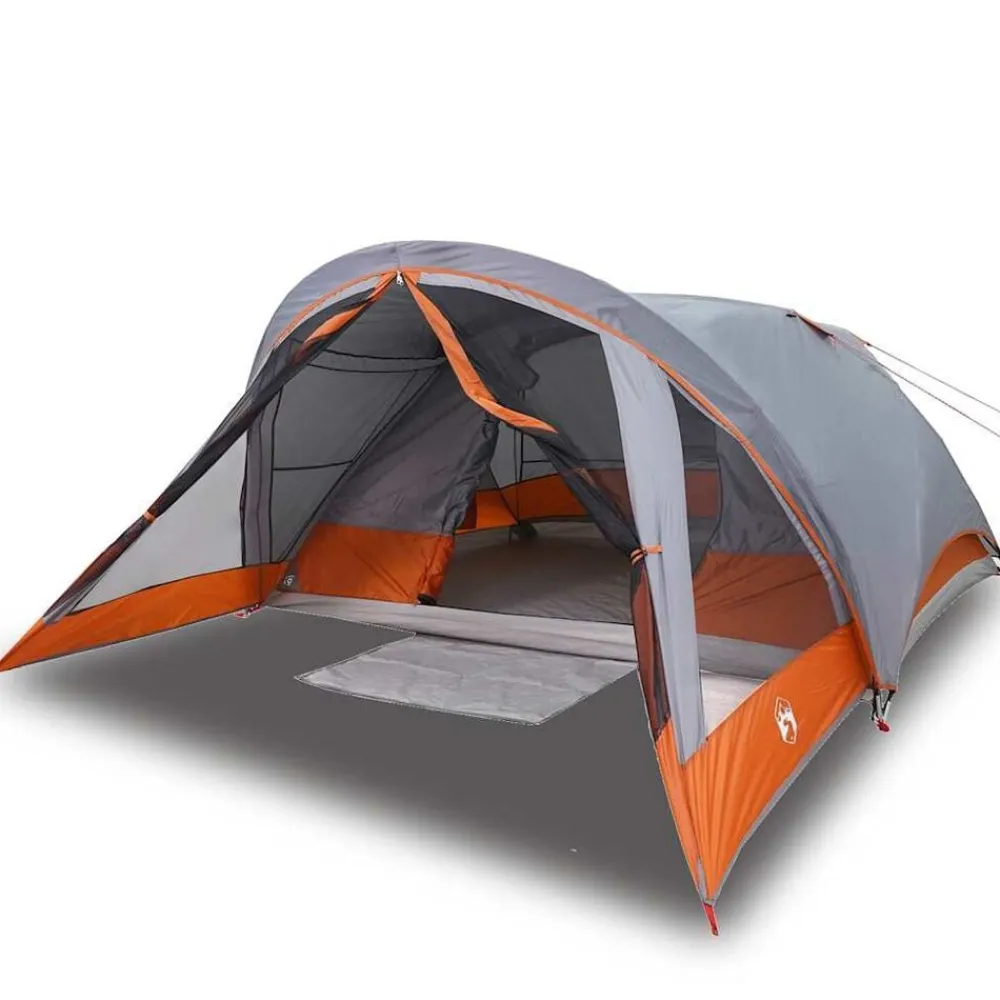vidaXL Tienda de campaña para 4 personas impermeable Gris y naranja Online